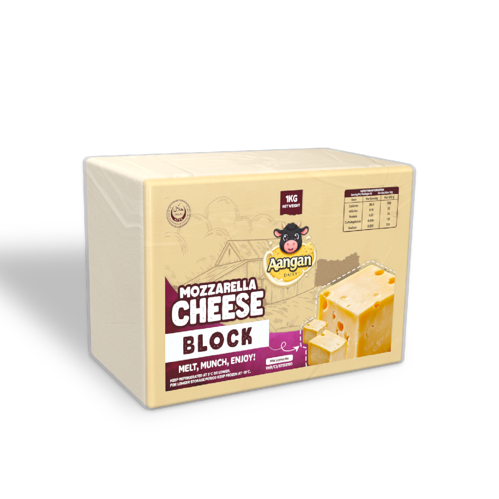 Fresh mozzarella cheese block for pizza and baking – smooth texture, perfect for melting, available in Lahore