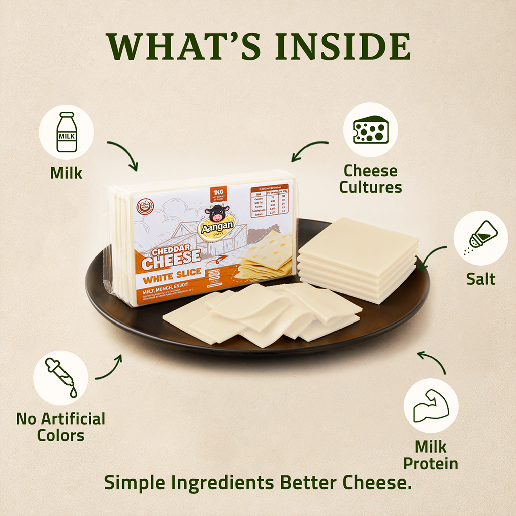 Premium White Cheddar Cheese slices 1 kg