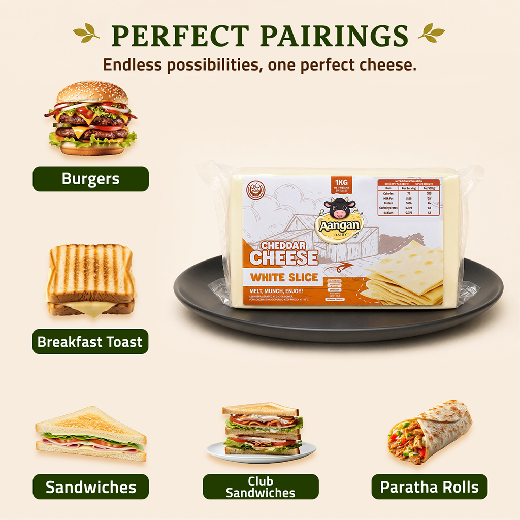 Premium White Cheddar Cheese slices 1 kg